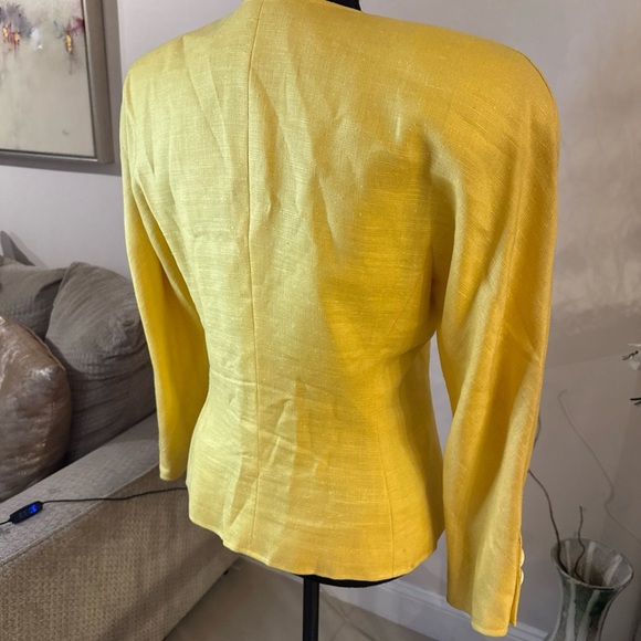 VTG Oscar de la Renta Elegant Yellow Double-Breasted Women's Blazer size S - Picture 7 of 8